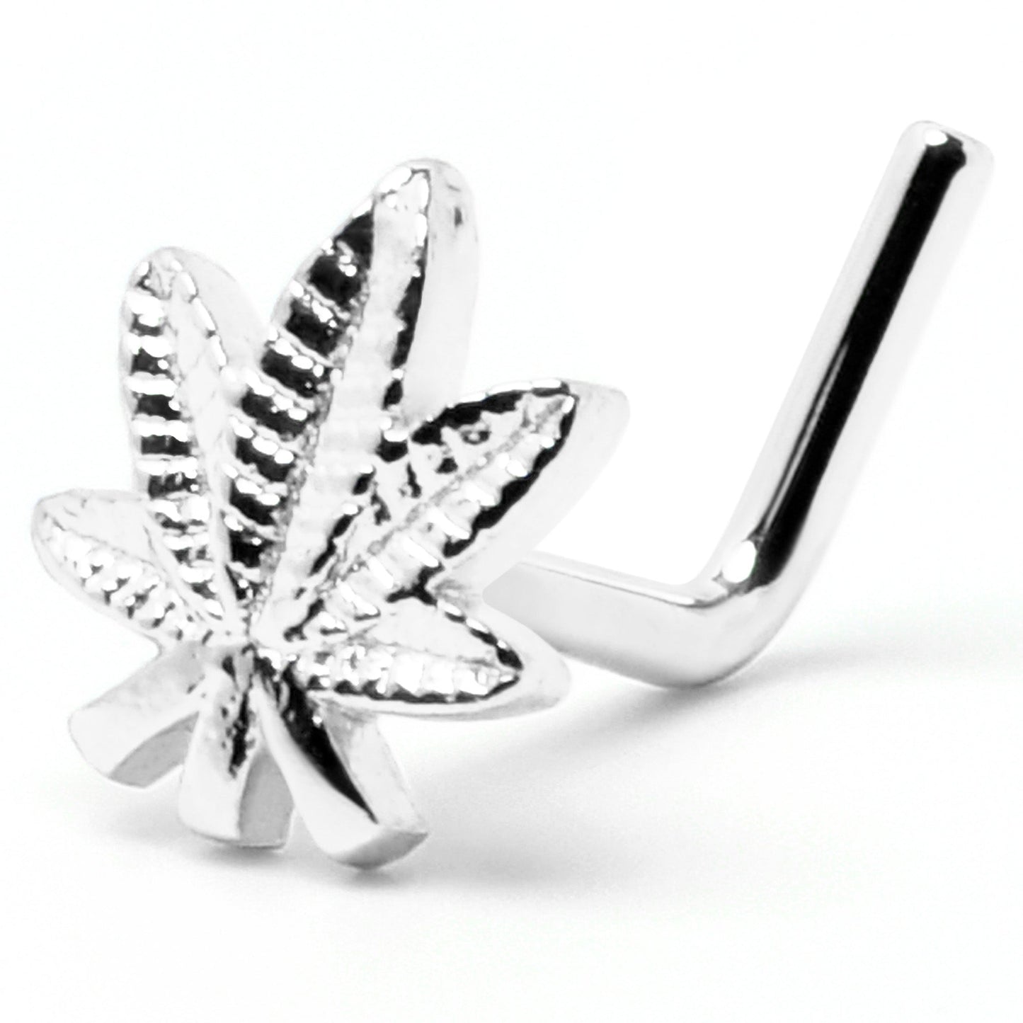 20G 1/4 Texture Pot Leaf L Shape Nose Ring