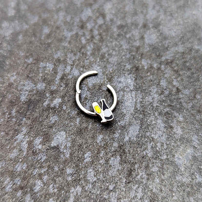 16G 3/8 Champagne Bottle Flute Yellow Hinged Segment Ring