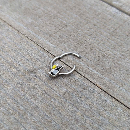 16G 3/8 Champagne Bottle Flute Yellow Hinged Segment Ring