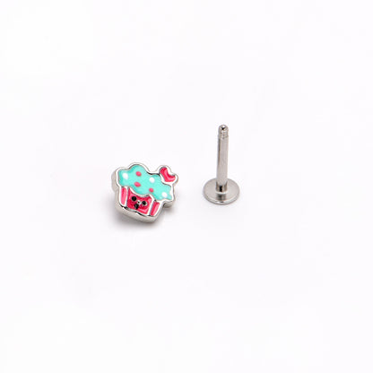 16G 5/16 Sweet Happy Cupcake Labret Monroe Tragus