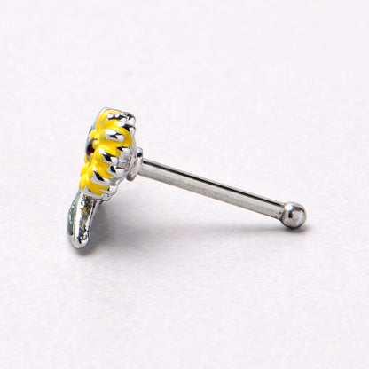 20G 1/4 Cheery Inlay Sunflower Nose Bone
