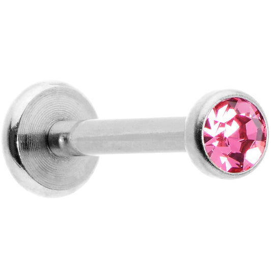 16G 5/16 Pink Gem Threadless Labret Monroe Tragus