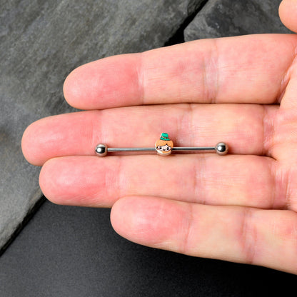 14G Sweet Happy Leprechaun St Patricks Industrial Barbell 38mm