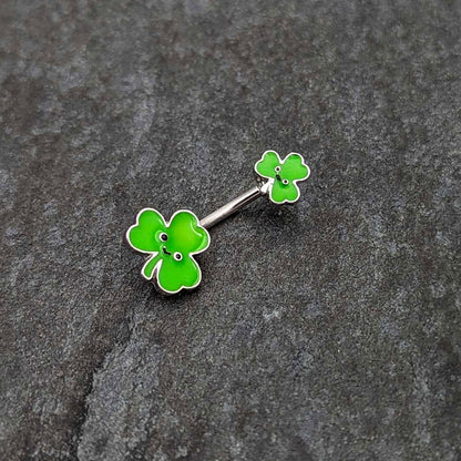 Sweet Happy Shamrocks St Patricks Day Double Mount Belly Ring