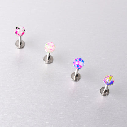 16G 3/8 Splatter Pink Blue Labret Monroe Tragus Set of 4