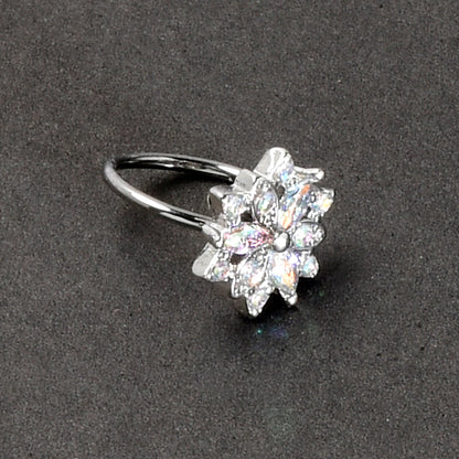 20G 5/16 Aurora CZ Gem Snowflake Style Nose Hoop