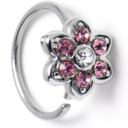 20G 5/16 Pink Radiant Blossom Flower Nose Hoop