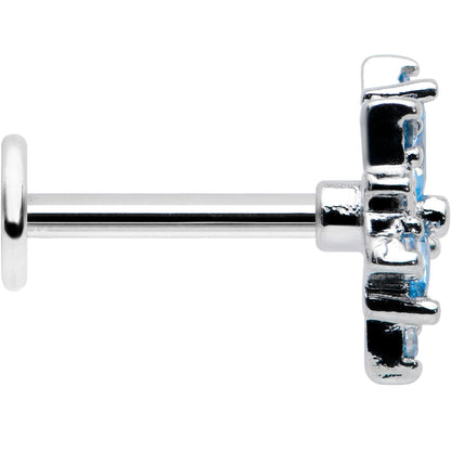 16G 5/16 Blue CZ Gem Snowflake Blues Labret Monroe Tragus