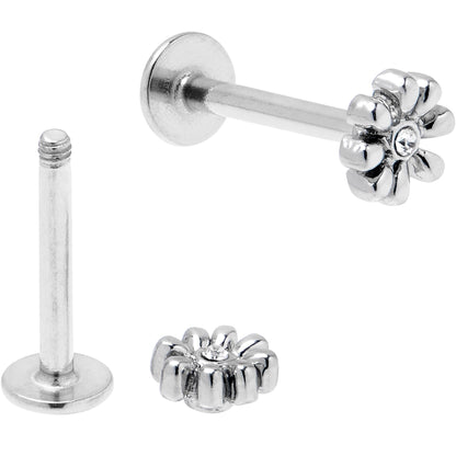 16G 5/16 Clear Gem Gold Tone Flower Butterfly Labret Set of 4