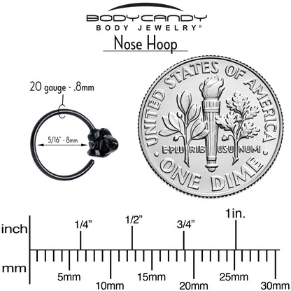 20G 5/16 Aurora Gem Black Saturn Space Moon Nose Hoop