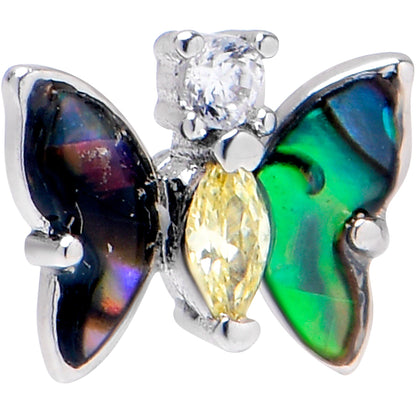 20G 7mm Yellow Clear Gem Dark Butterfly L Shape Nose Ring