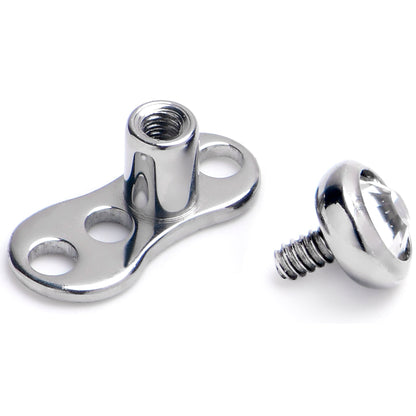 16G 3mm Gem Bezel Top 3 Hole Dermal Implant Grade Titanium Anchor Base