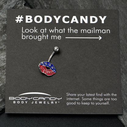 Patriotic Kissy Lips Belly Ring