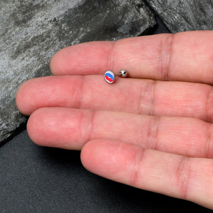 16G 1/4 Inlay Patriotic Kissy Lips Cartilage Tragus Earring