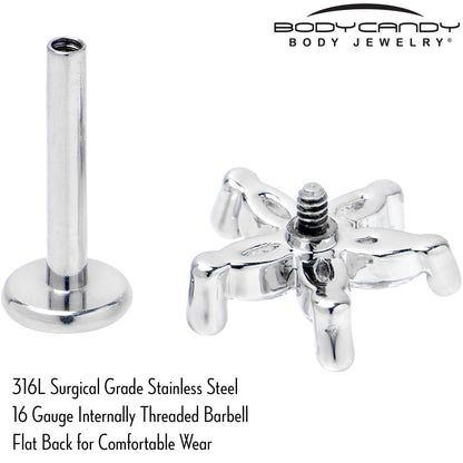 16G 5/16 Clear CZ Gem Flower Fantastic Internally Threaded Labret