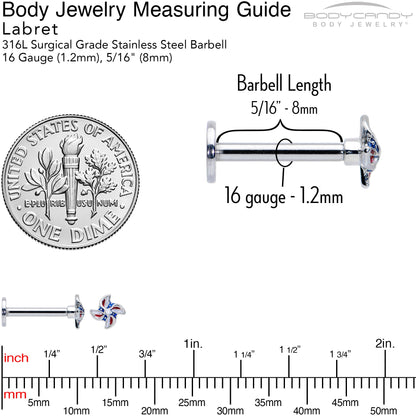 16G 5/16 Patriotic Pinwheel Labret Monroe Tragus