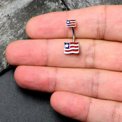 Patriotic Flag Double Mount Belly Ring
