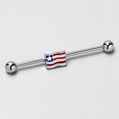 14G Patriotic Flag Industrial Barbell 38mm