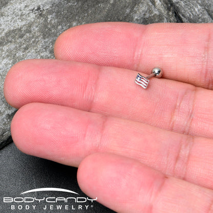 16G 1/4 Patriotic Flag Cartilage Tragus Earring