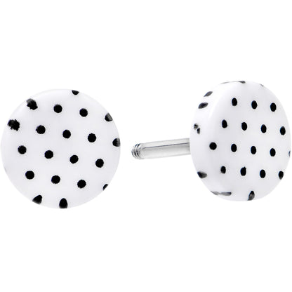 16G White Acrylic Polka Dots Black Cheater Plug Set