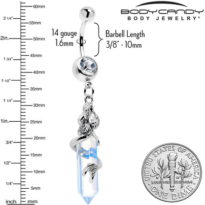 Clear Gem Mermaid Rider Dangle Belly Ring