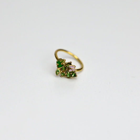 20G 5/16 Green Gem Gold Tone Butterfly Grapes Nose Hoop