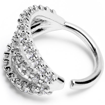 18G 5/16 Clear CZ Gem Faux Triple Hoop Closure Ring