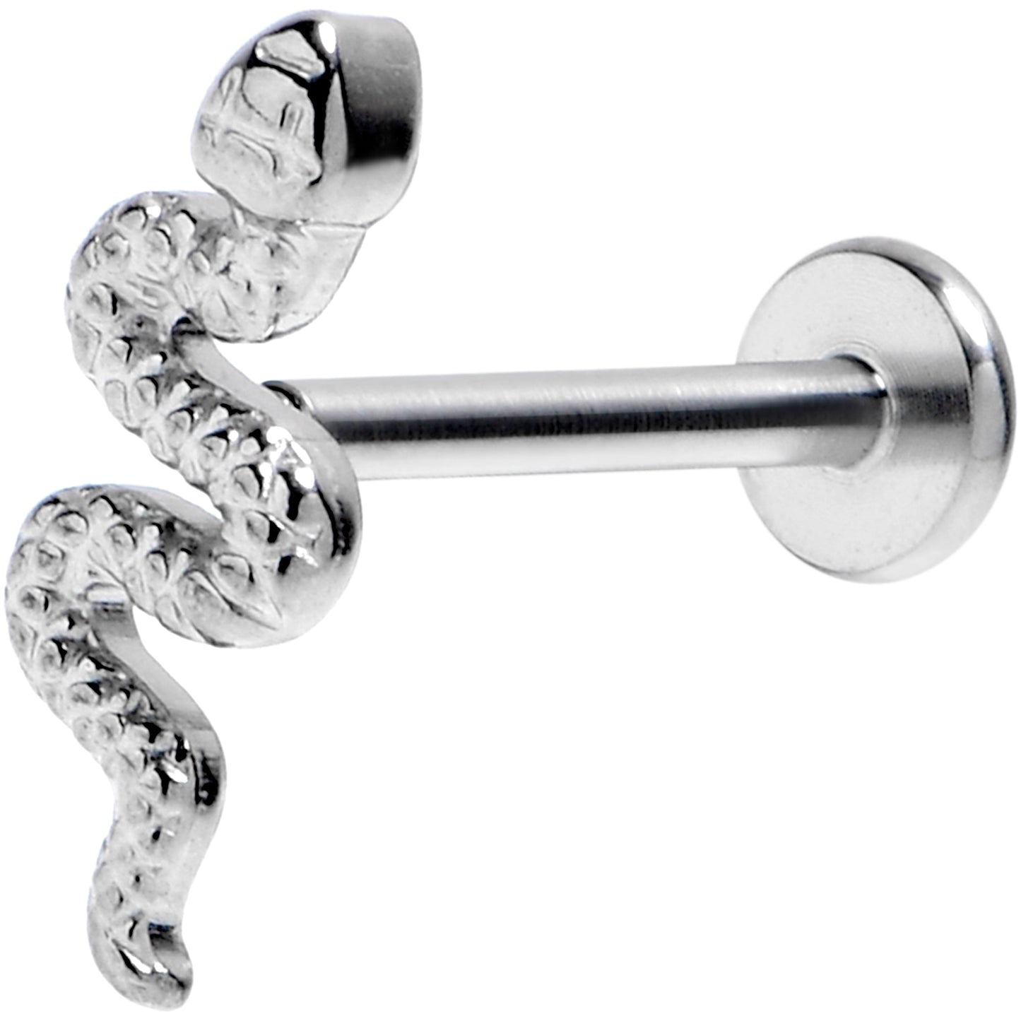 16G  3/8 Grade 23 Titanium Snake Threadless Push In Labret Tragus