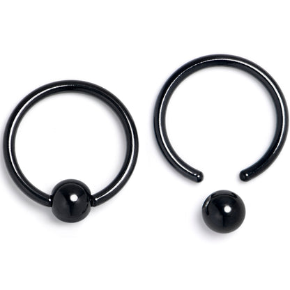 16G 3/8 Clear Gem Black Moon Heart BCR Captive Ring Set of 4