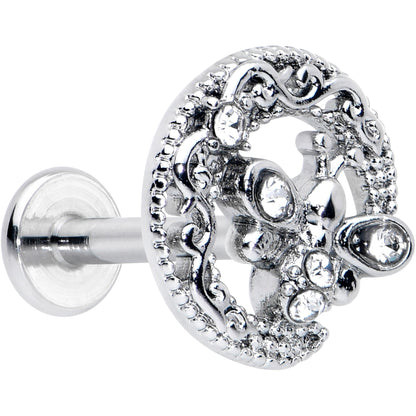 16G 5/16 Clear Gem Lunar Dragonfly Internally Threaded Labret Tragus
