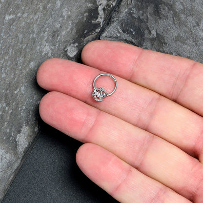 16G 3/8 Clear Gem Lunar Dragonfly Hinged Segment Ring