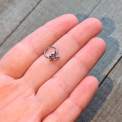 20G 5/16 Pink Gem Fancy Fab Butterfly Nose Hoop