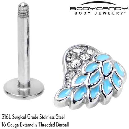 16G 5/16 Clear Gem Heavenly Heart Angel Wing Blue Labret Tragus