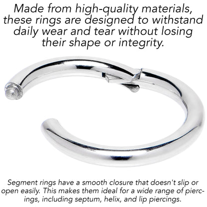 8G 9/16 316L Surgical Steel Precision Hinged Segment Hoop
