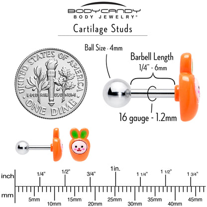 16G 1/4 Surprise Carrot Easter Bunny Cartilage Tragus Earring