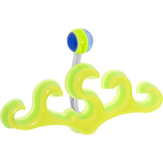 Yellow Acrylic Multi Layered Tribal Ocean Waves Belly Ring