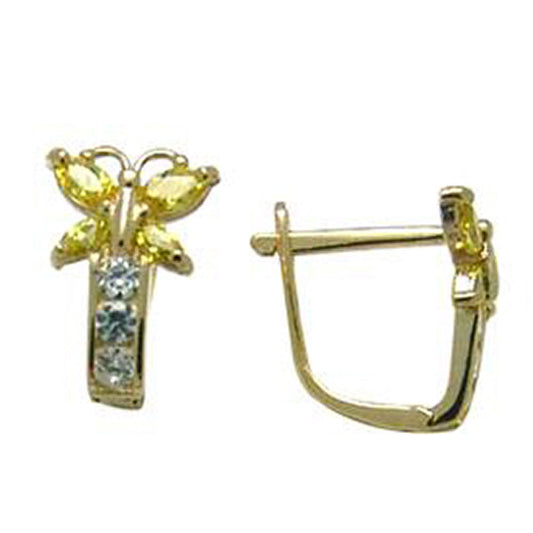 14k Yellow Gold Butterfly November Birthstone Leverback Earrings