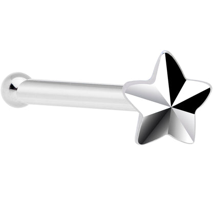 Solid 14K White Gold Raised Star Nose Bone