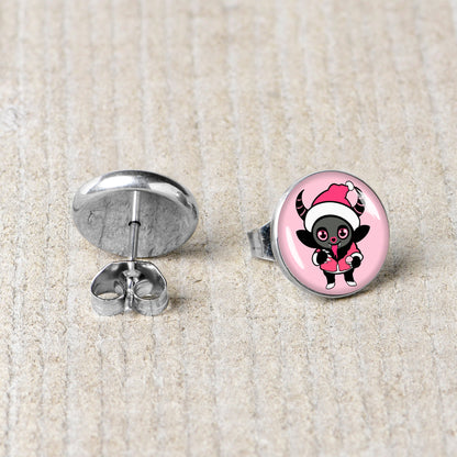 Krampus Cutie Christmas Holiday Stud Earrings by Onyx O