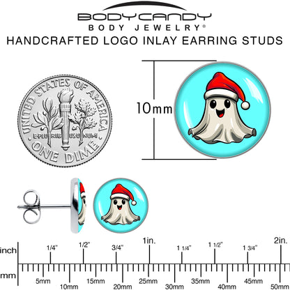 Holiday Christmas Spirit Ghost Stud Earrings by Onyx O