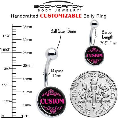 Custom Pink Personalized Name Belly Ring