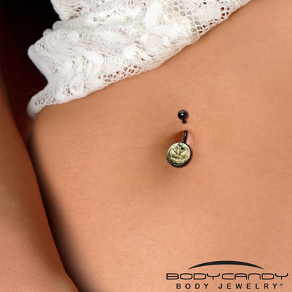 Black Titanium Bad Jack O' Lantern Glow in the Dark Belly Ring