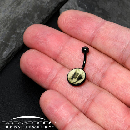 Black Titanium Classic Candy Corn Glow in the Dark Belly Ring