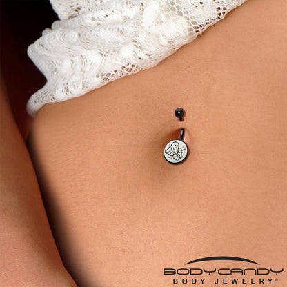 Black Anodized Glow in the Dark Halloween Ghost Dog Walker Belly Ring by Onyx O