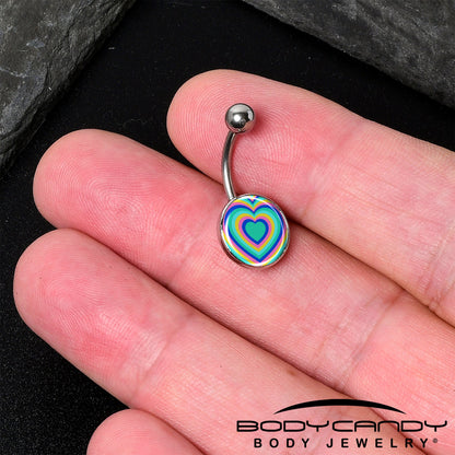 Rainbow Retro Heart Belly Ring by Onyx O