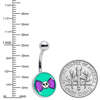 Retro Pixel Skull Belly Ring by Onyx O
