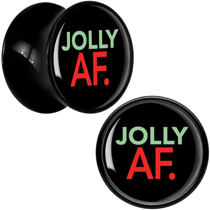 Jolly AF Festive Holiday Christmas Acrylic Saddle Plug Set by Onyx O
