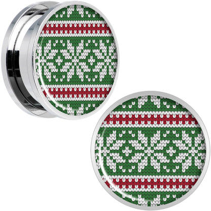 Green Red Christmas Sweater Screw Fit Plug Set Sizes 5mm to 20mm