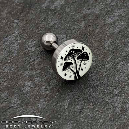 16G 1/4 Glow in the Dark Mystic Mushroom Tragus Cartilage Earring by Onyx O