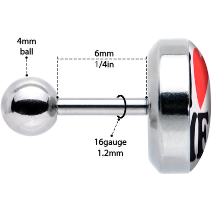 16G 1/4 I Love Me Cartilage Tragus Earring by Onyx O
